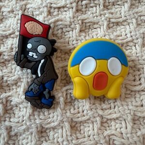 Plants vs Zombies Flag Zombie and Shocked Emoji Shoe Charms for Crocs Clogs